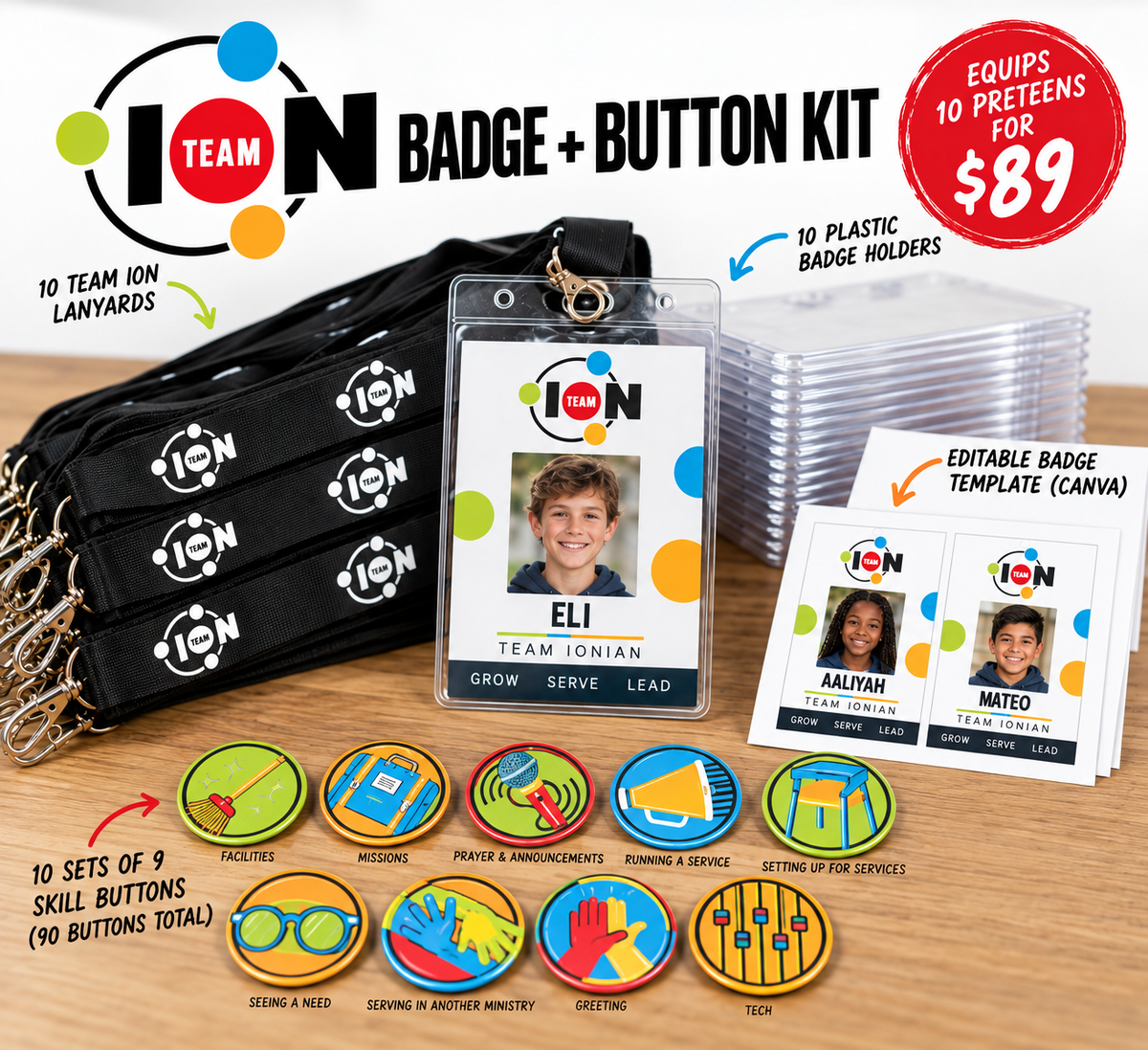 Team Ion Badge + Button Kit